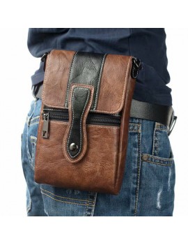 Vintage Multi-functional 6 Inch Phone Bag Waist Bag Multi-pocket Crossbody Bag For Men