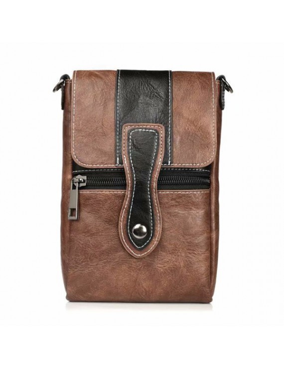 Vintage Multi-functional 6 Inch Phone Bag Waist Bag Multi-pocket Crossbody Bag For Men