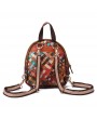 Women Genuine Leather Hand Stitching Patchwork Backpack Multi-Slot Handbags