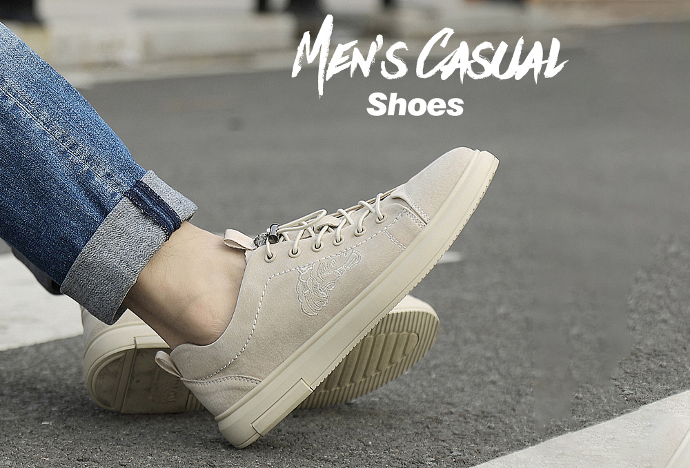 Men's Fashion Matte Elastic Buckle Embroidered Shoes